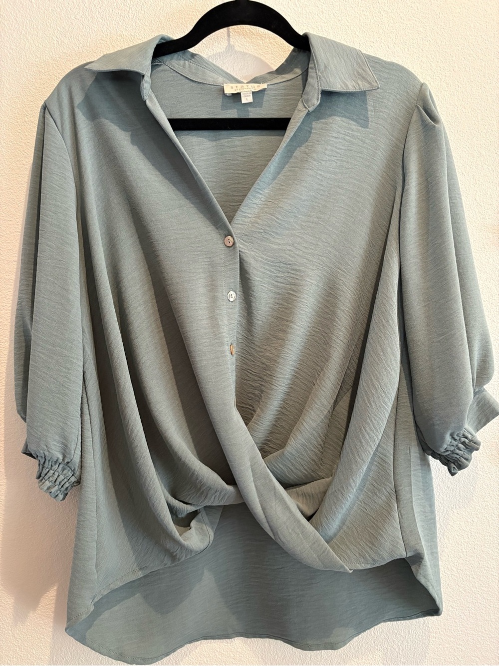 Status by Chenault Sage Twist Front Blouse Large Nordstrom
